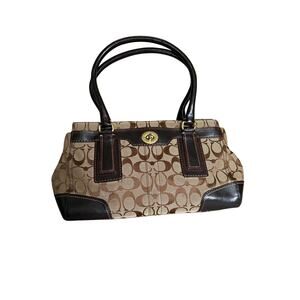 Vintage Coach Signature Jacquard Satchel in Brown/Tan